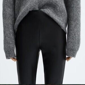 black Leather-effect leggings